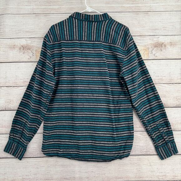 Levi's Linen Blend‎ Striped Button Down Shirt Men's Size Large Green/Blue/Black - Picture 2 of 13